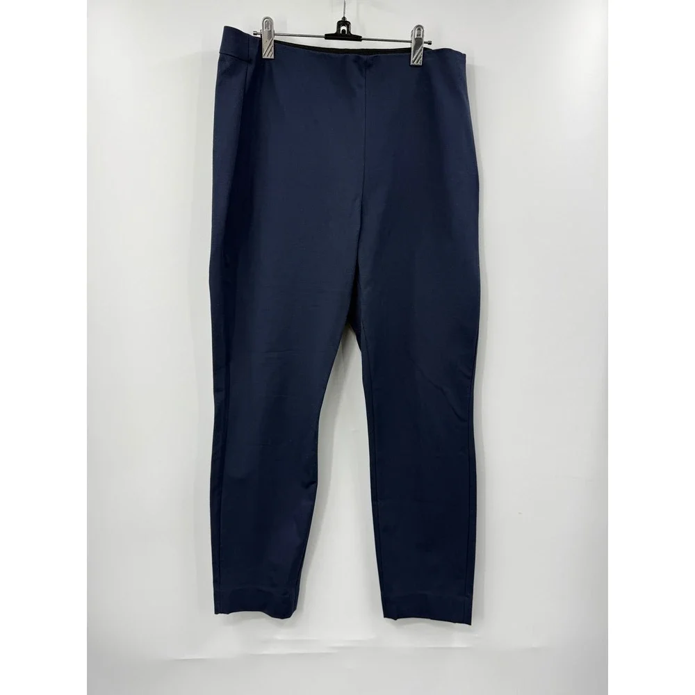 Everlane‎ The City Ankle Pants Navy Blue Side Zip Cotton Blend Women's Size 12